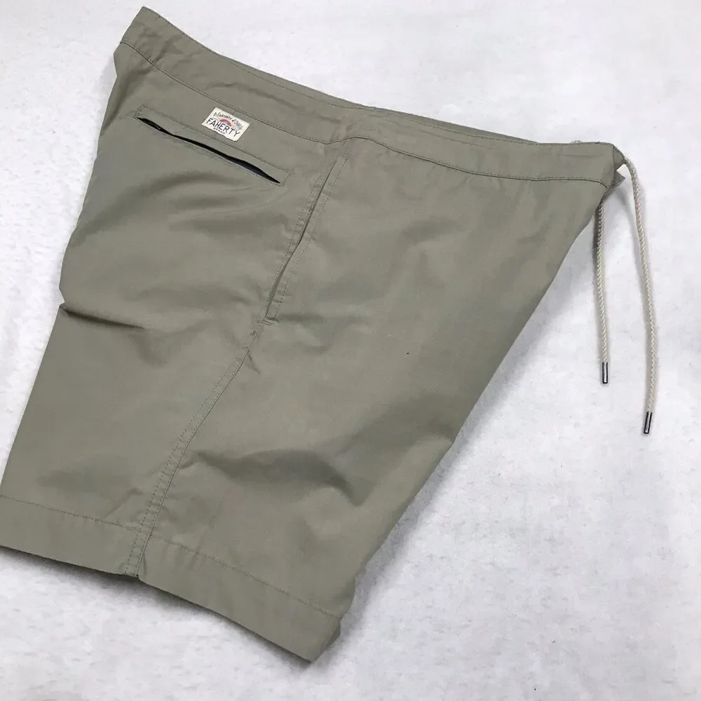 FAHERTY All Day Shorts Men 36 Olive Green Drawstring Golf Beach